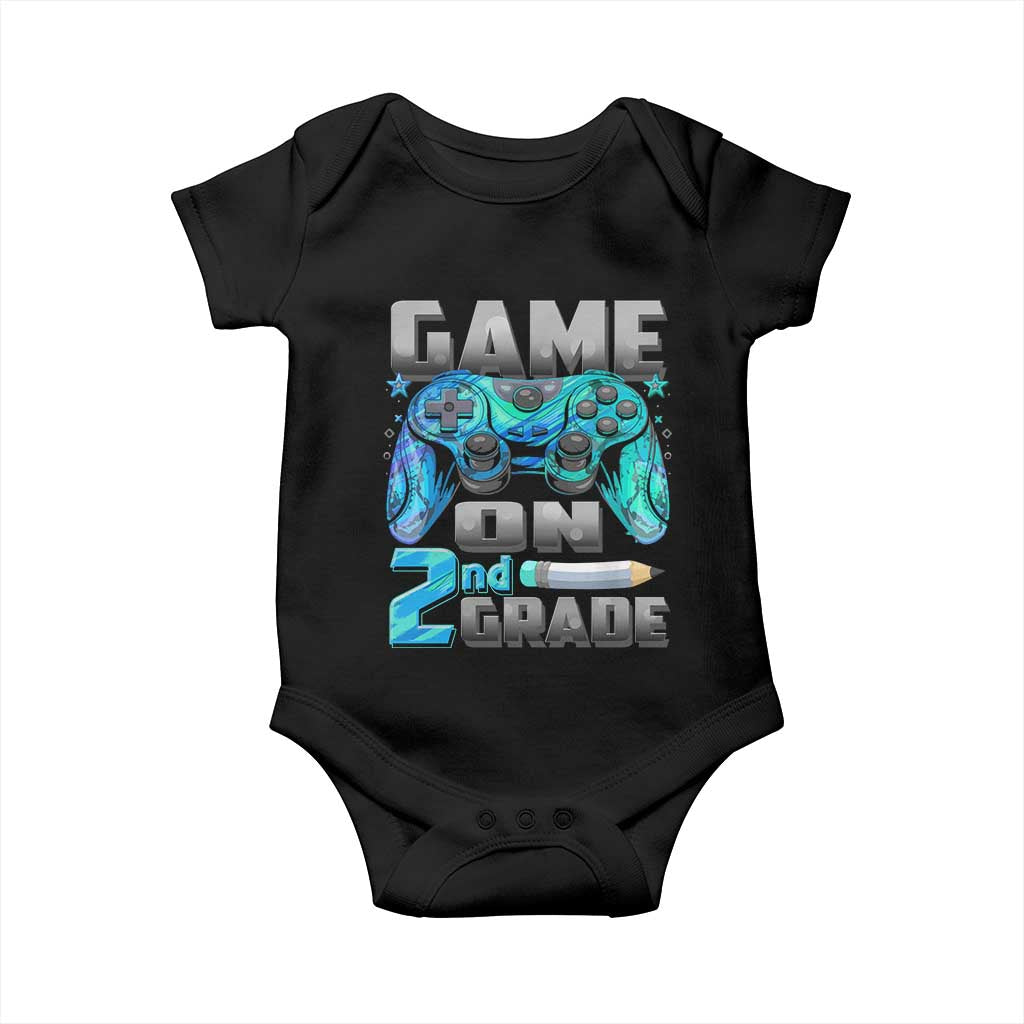 Back to School 2nd Grade Gamer Baby Onesie Boys Kids Back To School First Day TS10 Black Print Your Wear