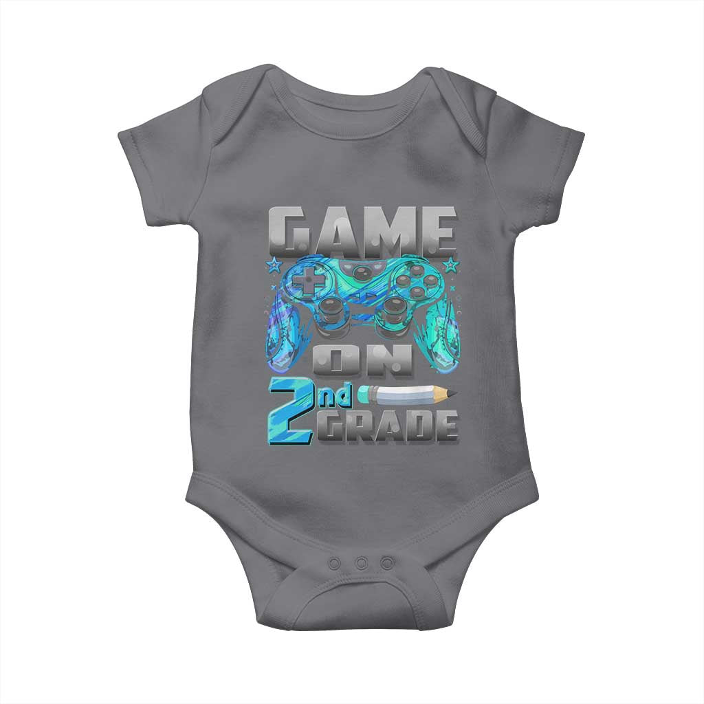 Back to School 2nd Grade Gamer Baby Onesie Boys Kids Back To School First Day TS10 Charcoal Print Your Wear
