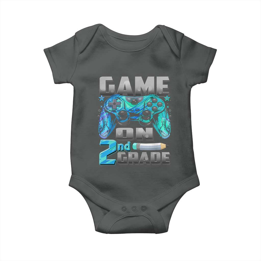 Back to School 2nd Grade Gamer Baby Onesie Boys Kids Back To School First Day TS10 Dark Heather Print Your Wear