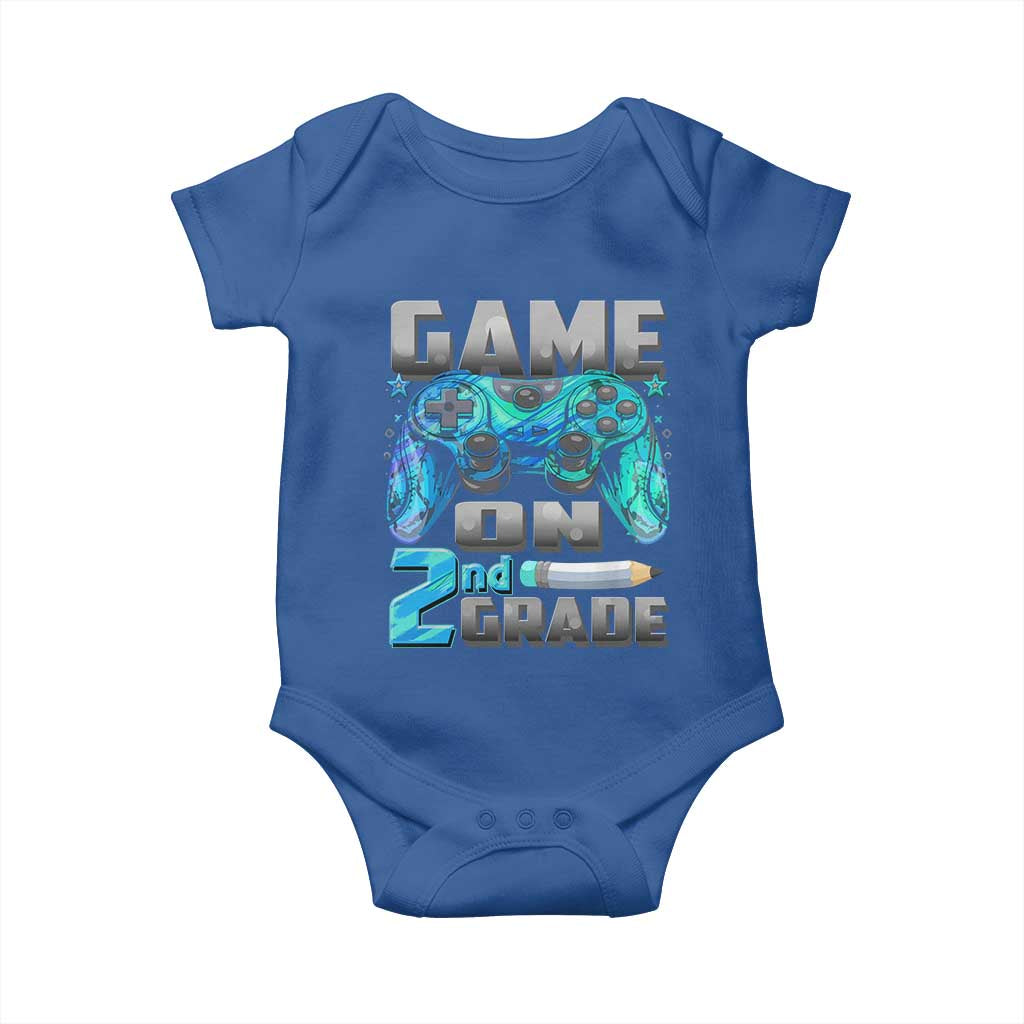 Back to School 2nd Grade Gamer Baby Onesie Boys Kids Back To School First Day TS10 Royal Blue Print Your Wear