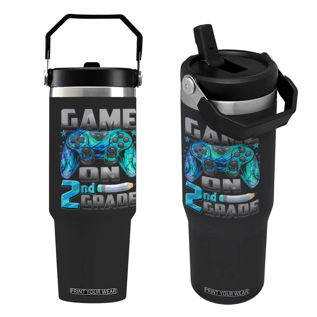 Back to School 2nd Grade Gamer Flip Straw Tumbler Boys Kids Back To School First Day TS10 One Size: 30 oz Black Print Your Wear
