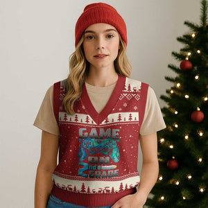 Back to School 2nd Grade Gamer V-Neck Knit Sweater Vest Boys Kids Back To School First Day TS10 Red Beige Print Your Wear