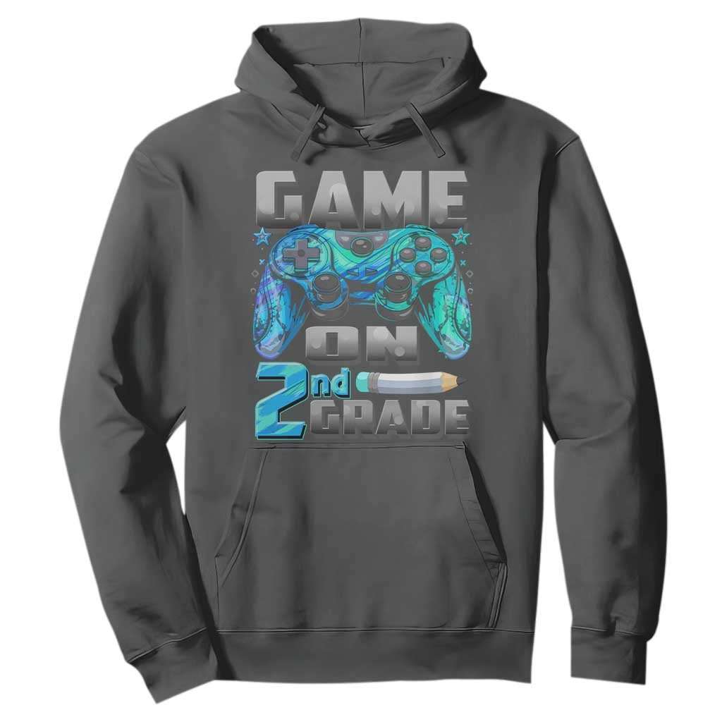 Back to School 2nd Grade Gamer Hoodie Boys Kids Back To School First Day TS10 Dark Heather Print Your Wear