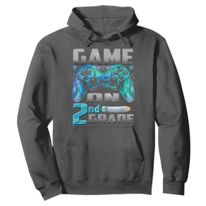 Back to School 2nd Grade Gamer Hoodie Boys Kids Back To School First Day TS10 Dark Heather Print Your Wear