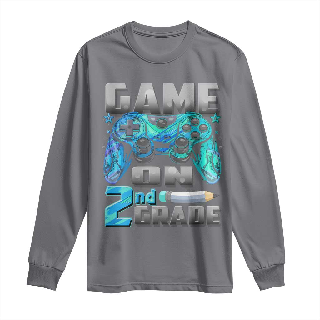 Back to School 2nd Grade Gamer Long Sleeve Shirt Boys Kids Back To School First Day TS10 Charcoal Print Your Wear