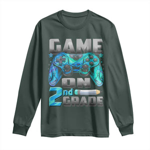 Back to School 2nd Grade Gamer Long Sleeve Shirt Boys Kids Back To School First Day TS10 Dark Forest Green Print Your Wear