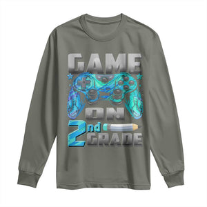 Back to School 2nd Grade Gamer Long Sleeve Shirt Boys Kids Back To School First Day TS10 Military Green Print Your Wear