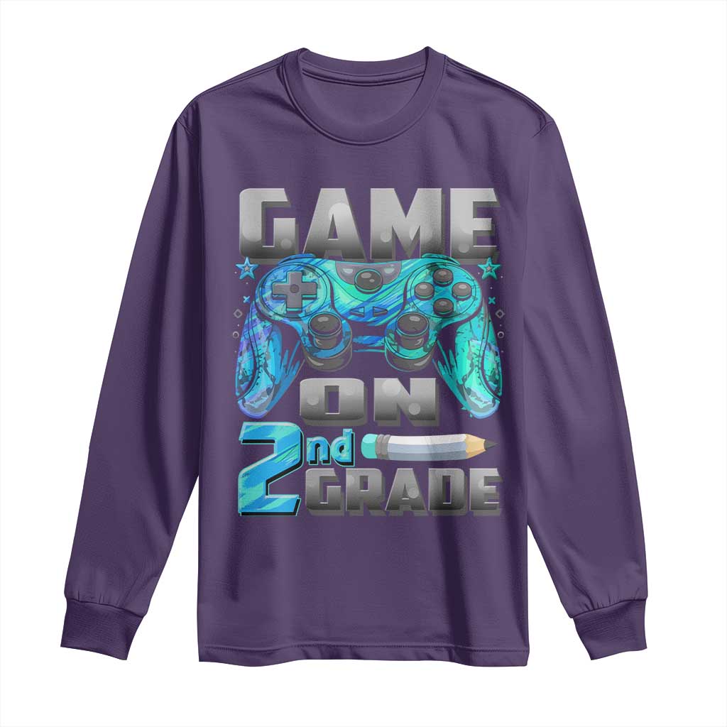Back to School 2nd Grade Gamer Long Sleeve Shirt Boys Kids Back To School First Day TS10 Purple Print Your Wear