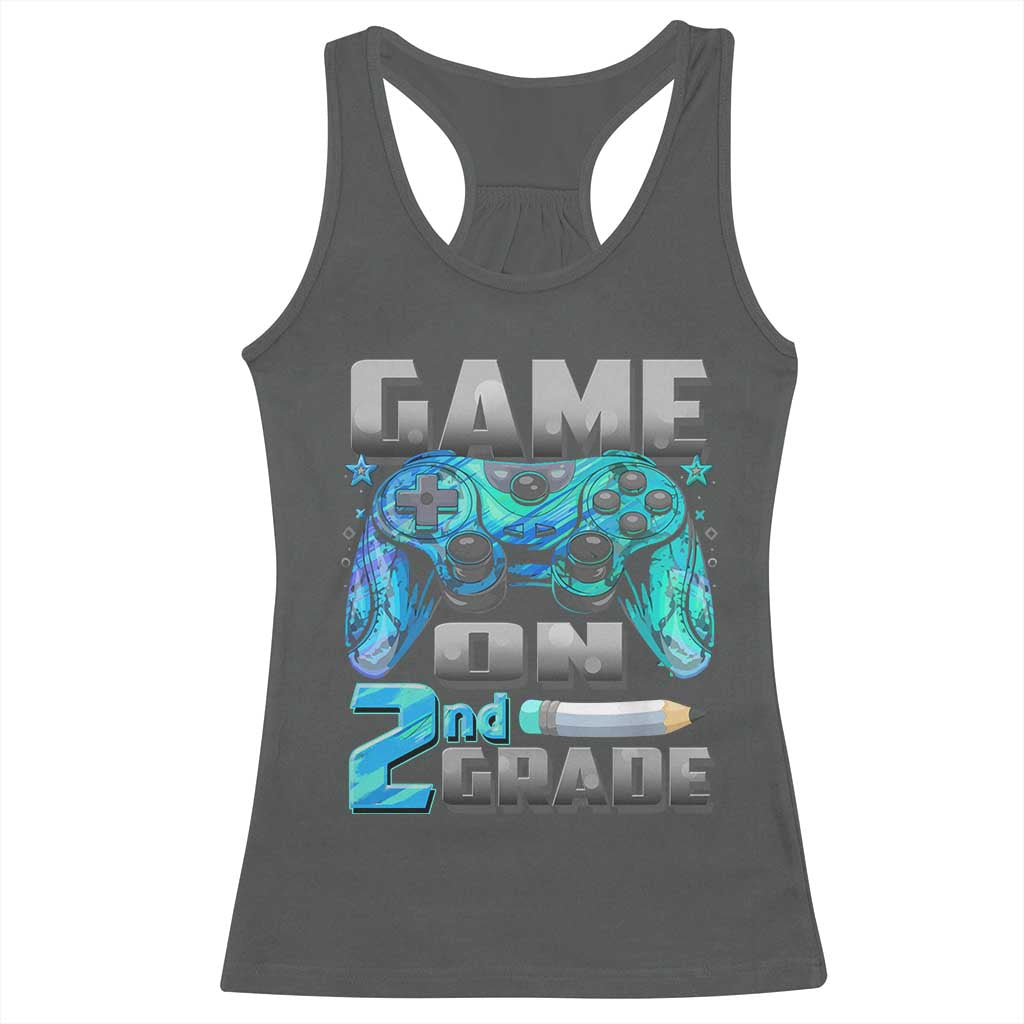 Back to School 2nd Grade Gamer Racerback Tank Top Boys Kids Back To School First Day TS10 Dark Heather Print Your Wear