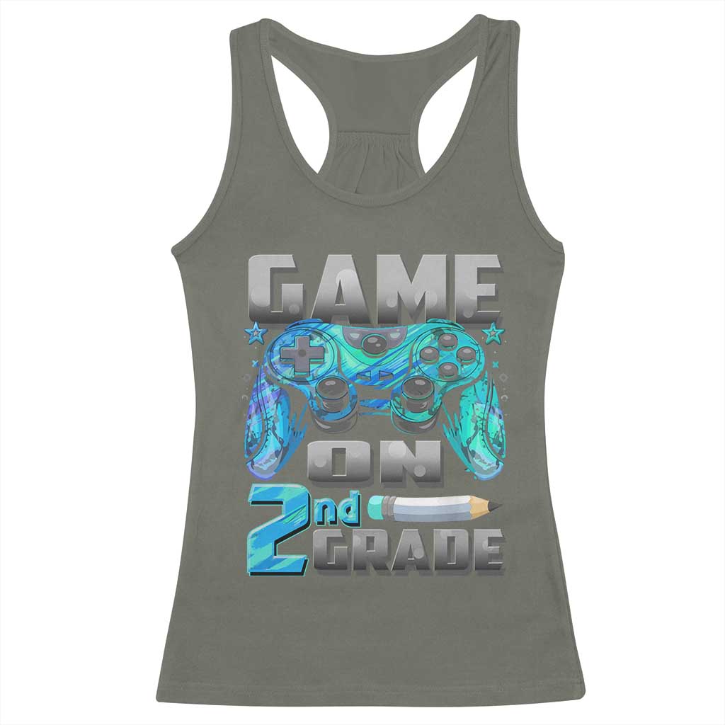 Back to School 2nd Grade Gamer Racerback Tank Top Boys Kids Back To School First Day TS10 Military Green Print Your Wear