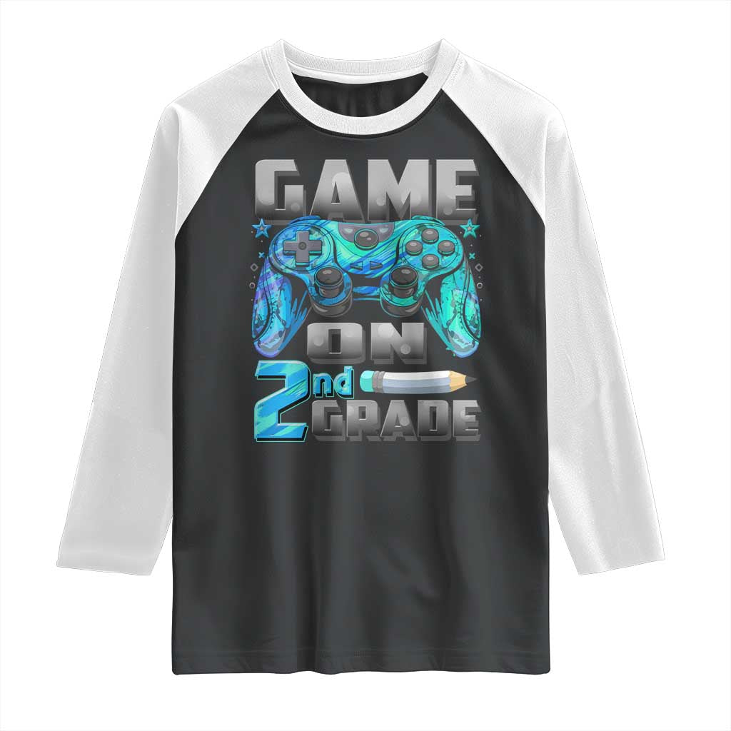 Back to School 2nd Grade Gamer Raglan Shirt Boys Kids Back To School First Day TS10 Black White Print Your Wear