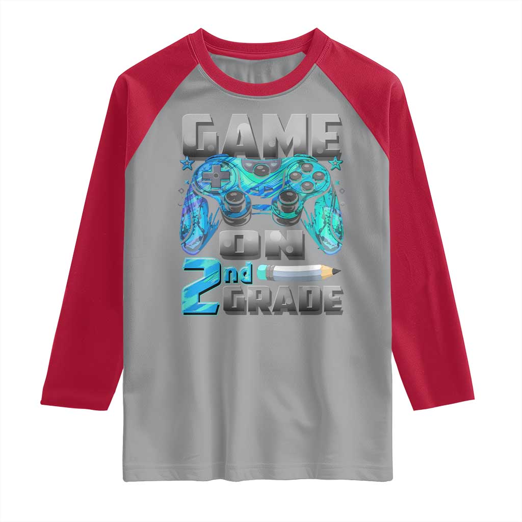 Back to School 2nd Grade Gamer Raglan Shirt Boys Kids Back To School First Day TS10 Sport Gray Red Print Your Wear