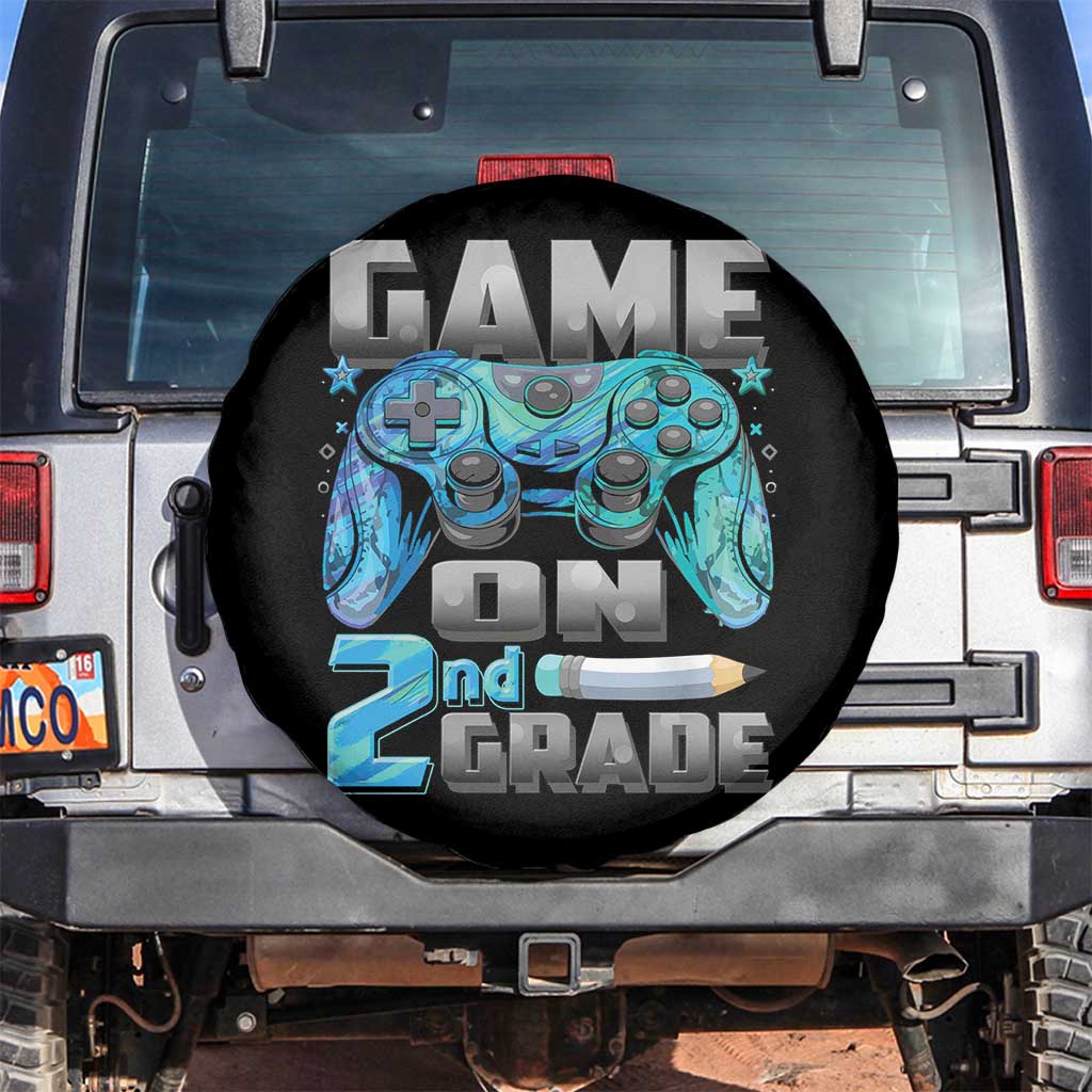 Back to School 2nd Grade Gamer Spare Tire Cover Boys Kids Back To School First Day TS10 No hole Black Print Your Wear