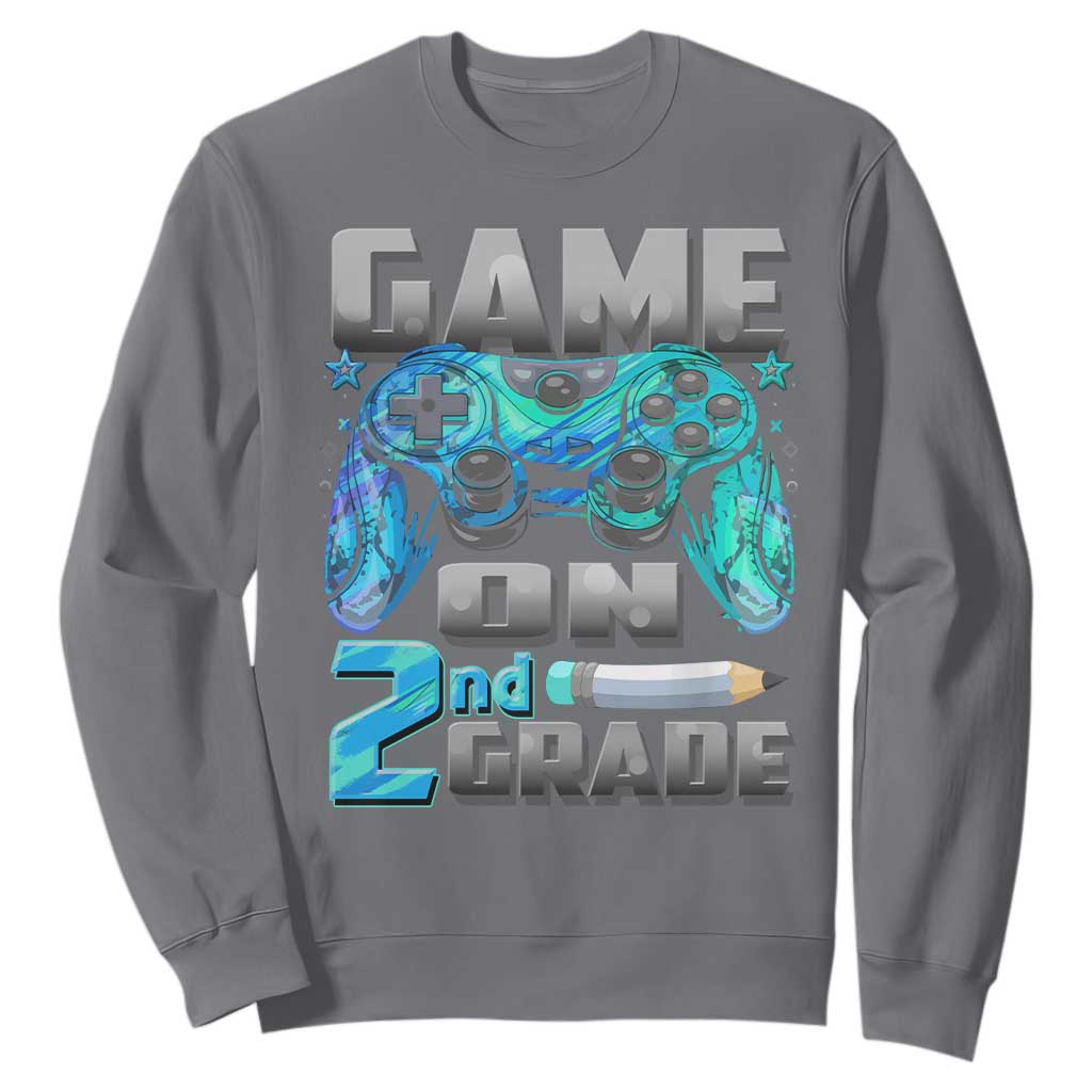 Back to School 2nd Grade Gamer Sweatshirt Boys Kids Back To School First Day TS10 Charcoal Print Your Wear