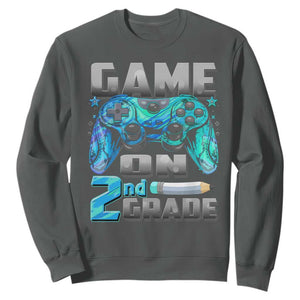 Back to School 2nd Grade Gamer Sweatshirt Boys Kids Back To School First Day TS10 Dark Heather Print Your Wear