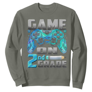 Back to School 2nd Grade Gamer Sweatshirt Boys Kids Back To School First Day TS10 Military Green Print Your Wear