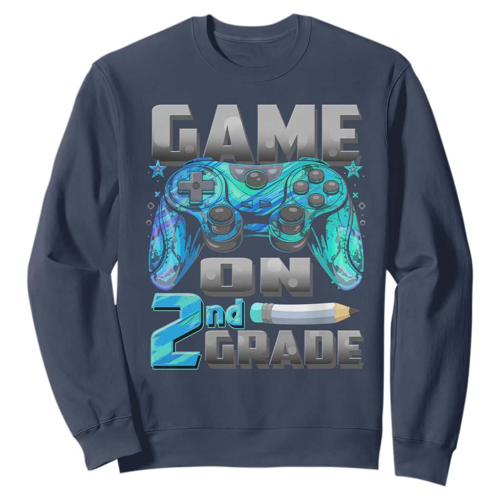 Back to School 2nd Grade Gamer Sweatshirt Boys Kids Back To School First Day TS10 Navy Print Your Wear