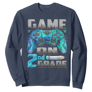 Back to School 2nd Grade Gamer Sweatshirt Boys Kids Back To School First Day TS10 Navy Print Your Wear