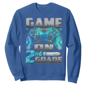 Back to School 2nd Grade Gamer Sweatshirt Boys Kids Back To School First Day TS10 Royal Blue Print Your Wear