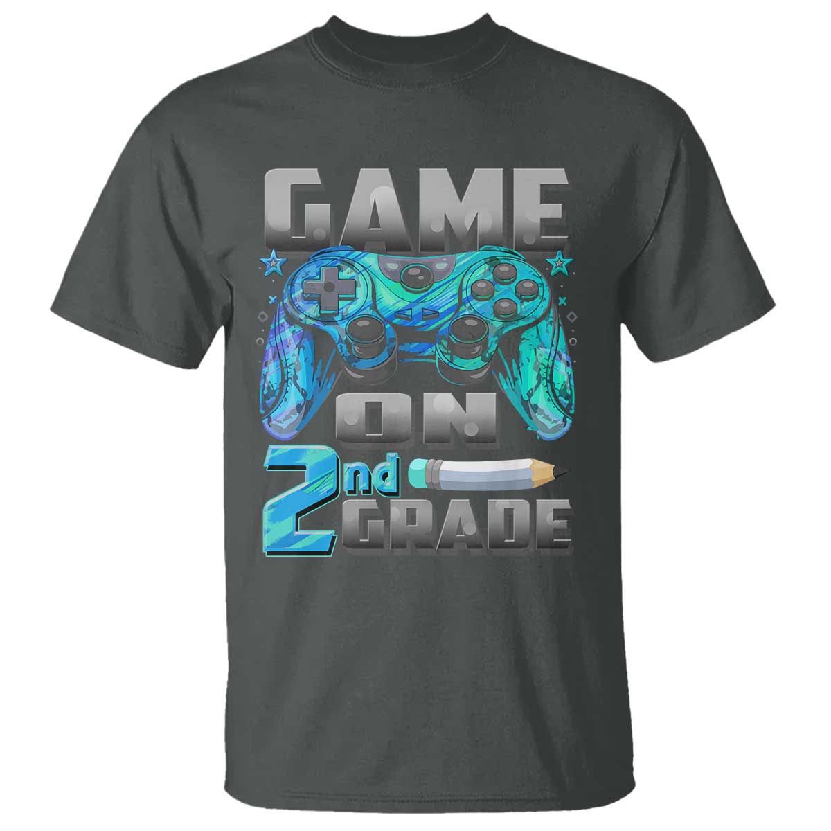 Back to School 2nd Grade Gamer T Shirt Boys Kids Back To School First Day TS10 Dark Heather Print Your Wear