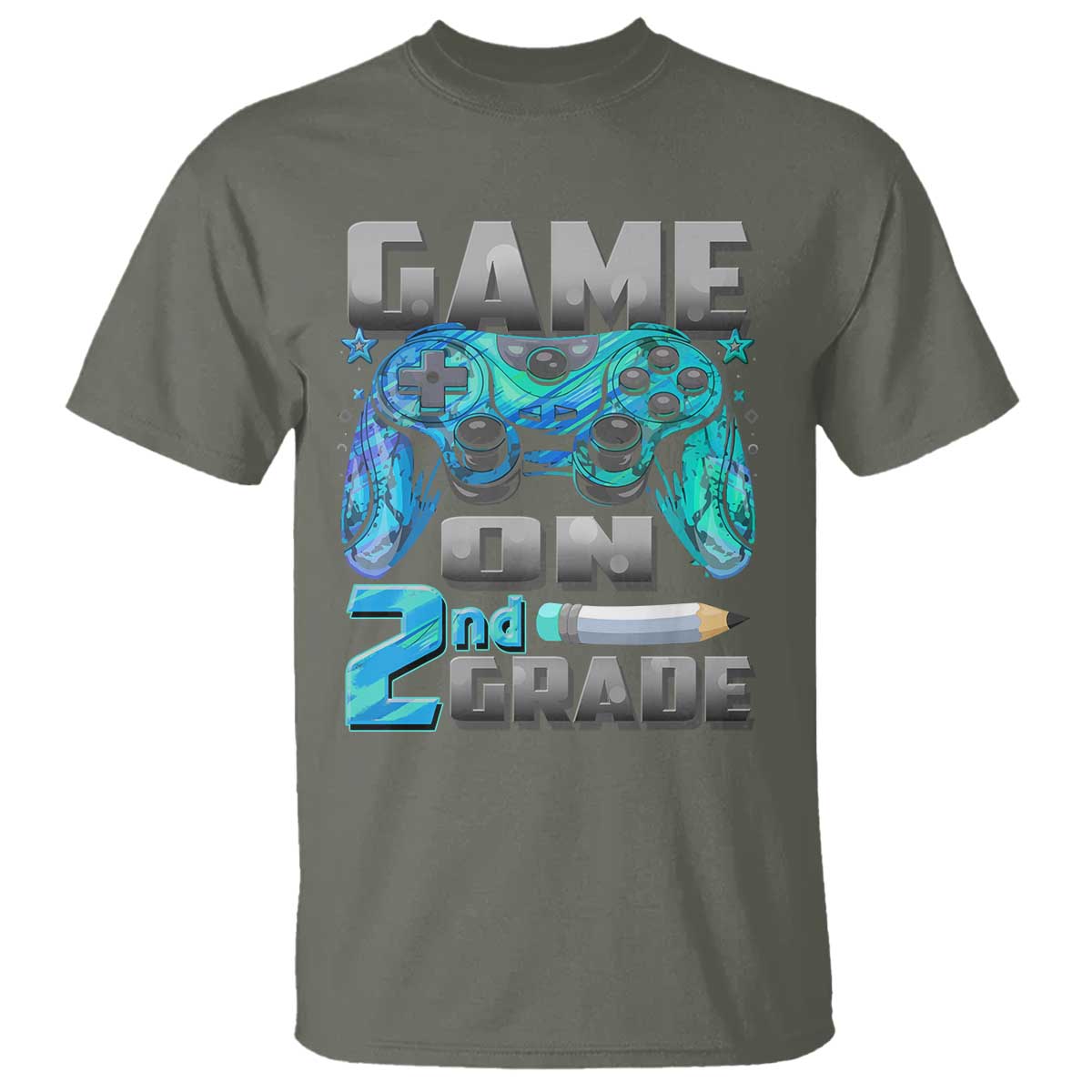 Back to School 2nd Grade Gamer T Shirt Boys Kids Back To School First Day TS10 Military Green Print Your Wear