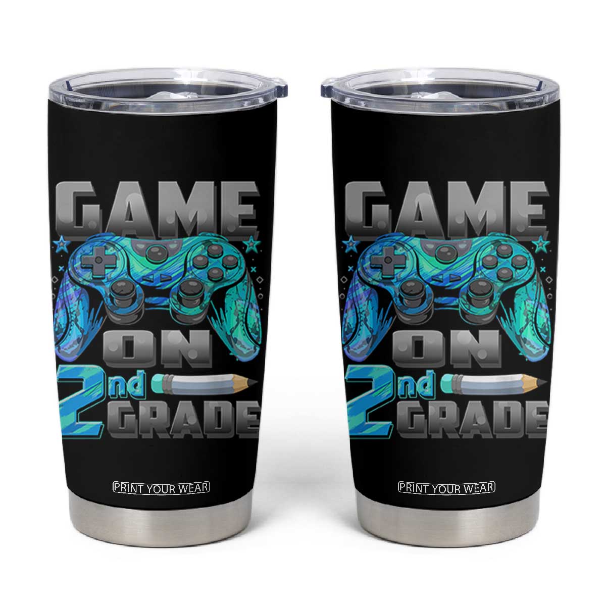Back to School 2nd Grade Gamer Tumbler Cup Boys Kids Back To School First Day TS10 Black Print Your Wear