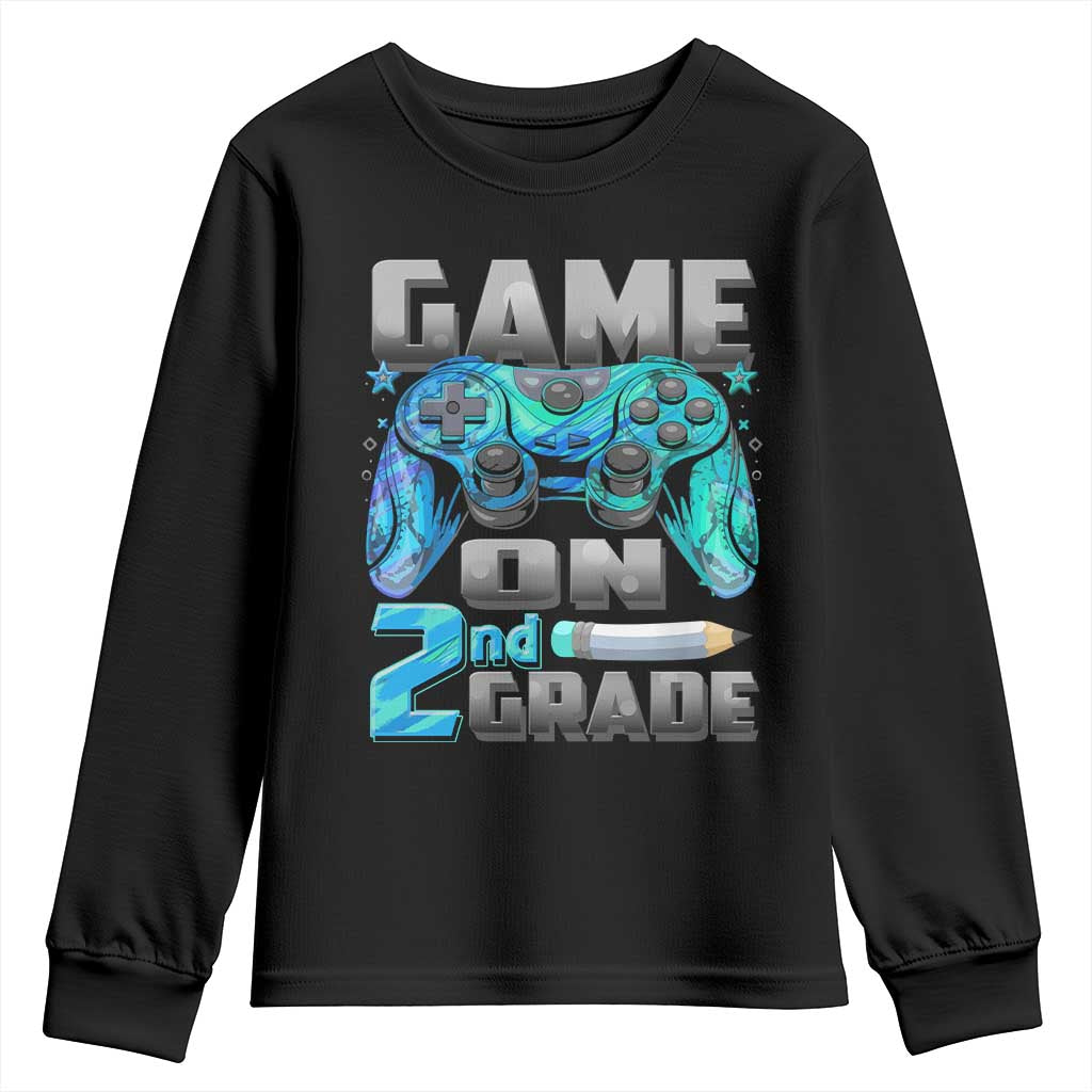 Back to School 2nd Grade Gamer Youth Sweatshirt Boys Kids Back To School First Day TS10 Black Print Your Wear