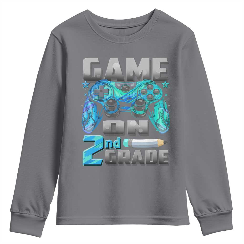 Back to School 2nd Grade Gamer Youth Sweatshirt Boys Kids Back To School First Day TS10 Charcoal Print Your Wear