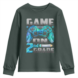 Back to School 2nd Grade Gamer Youth Sweatshirt Boys Kids Back To School First Day TS10 Dark Forest Green Print Your Wear