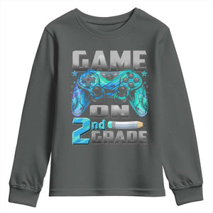 Back to School 2nd Grade Gamer Youth Sweatshirt Boys Kids Back To School First Day TS10 Dark Heather Print Your Wear