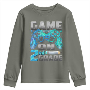Back to School 2nd Grade Gamer Youth Sweatshirt Boys Kids Back To School First Day TS10 Military Green Print Your Wear