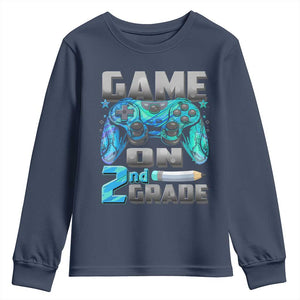 Back to School 2nd Grade Gamer Youth Sweatshirt Boys Kids Back To School First Day TS10 Navy Print Your Wear