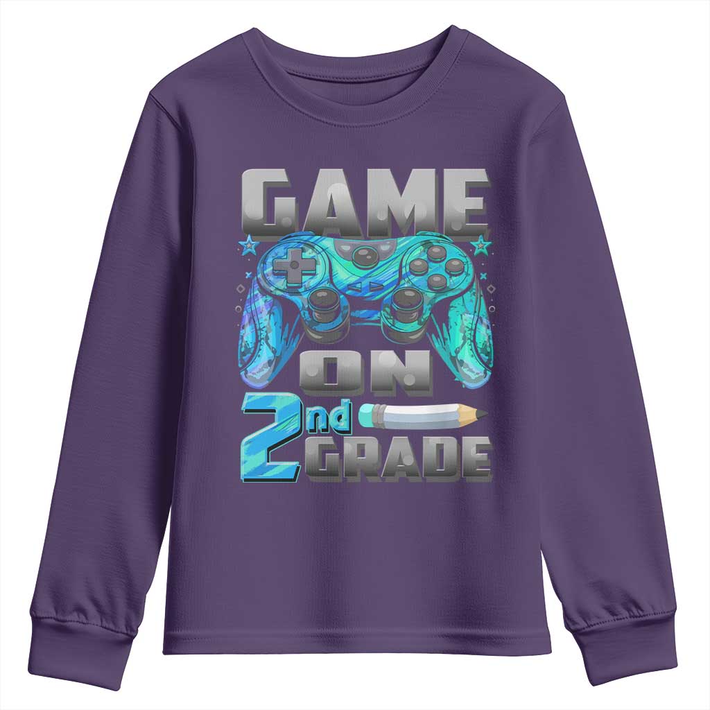 Back to School 2nd Grade Gamer Youth Sweatshirt Boys Kids Back To School First Day TS10 Purple Print Your Wear