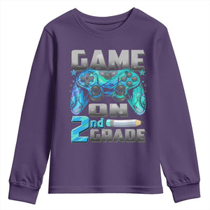 Back to School 2nd Grade Gamer Youth Sweatshirt Boys Kids Back To School First Day TS10 Purple Print Your Wear