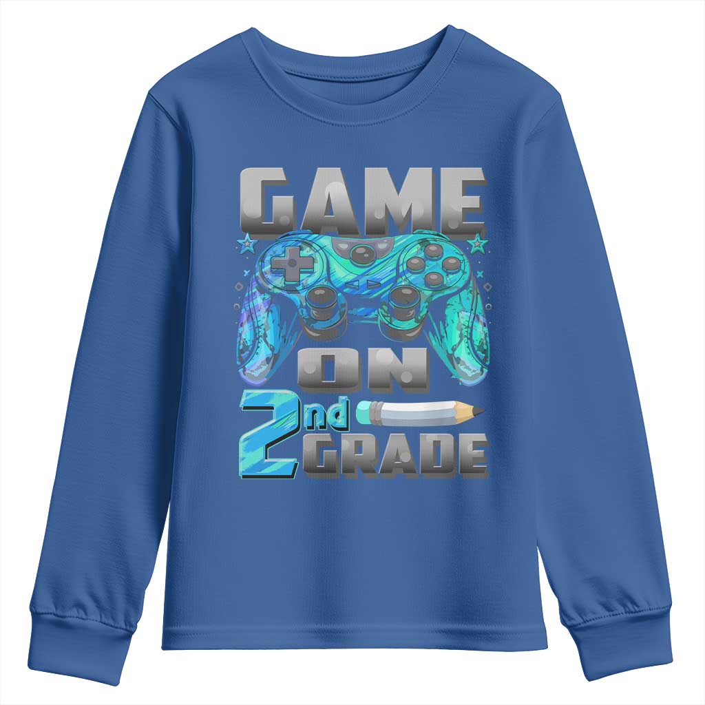 Back to School 2nd Grade Gamer Youth Sweatshirt Boys Kids Back To School First Day TS10 Royal Blue Print Your Wear