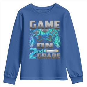 Back to School 2nd Grade Gamer Youth Sweatshirt Boys Kids Back To School First Day TS10 Royal Blue Print Your Wear