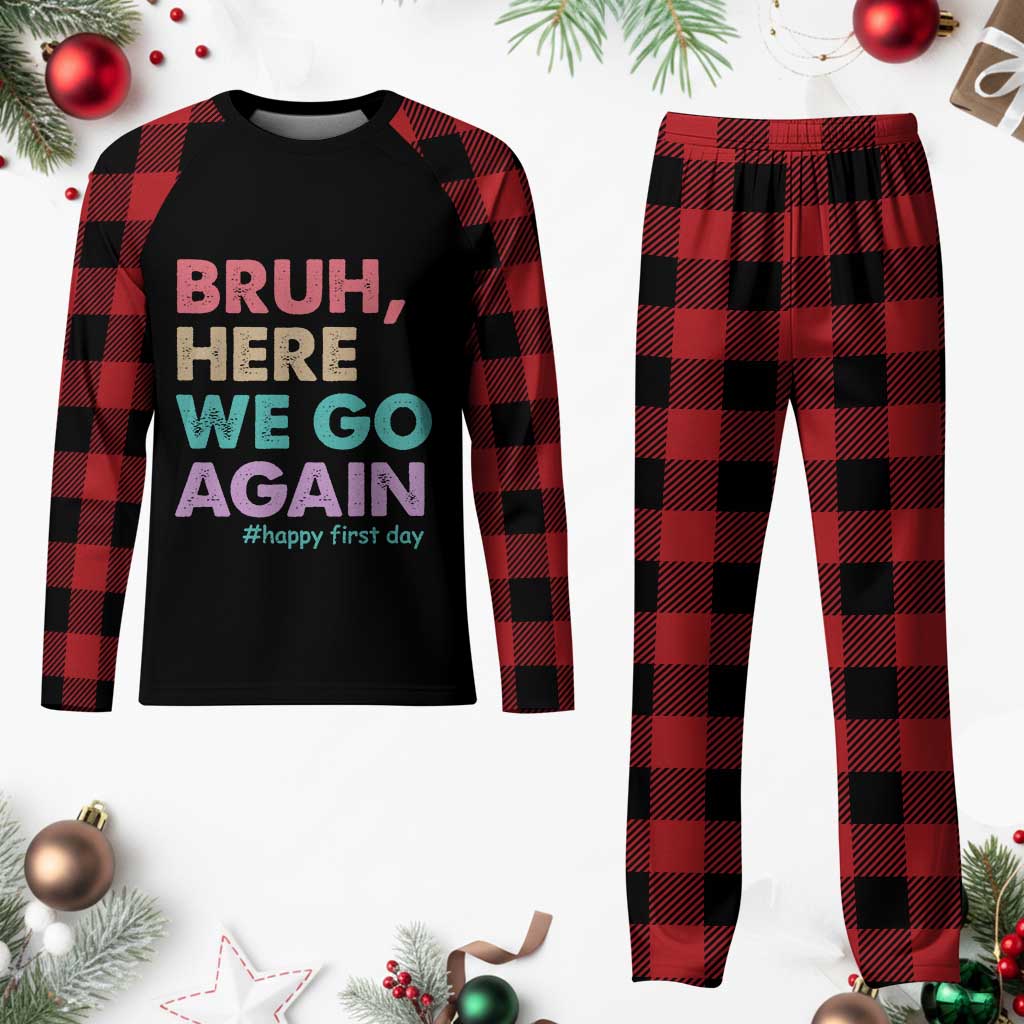 Here We Go Again Plaid Pajama Set Funny Back To School Teacher Gen A Slang TS10 Buffalo Plaid Print Your Wear