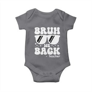 Bruh We Back Teacher Baby Onesie Funny Back To School Gen A Slang Sunglasses TS10 Charcoal Print Your Wear