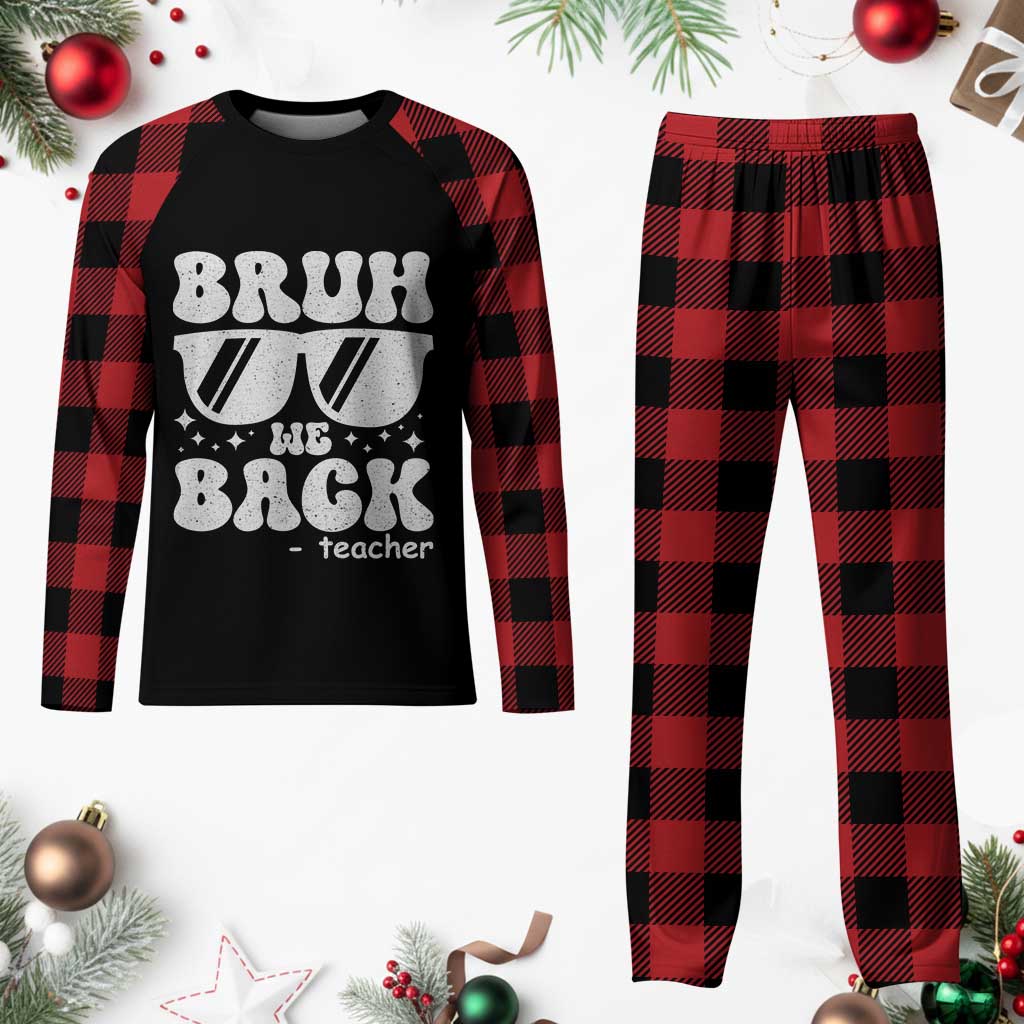 Bruh We Back Teacher Plaid Pajama Set Funny Back To School Gen A Slang Sunglasses TS10 Buffalo Plaid Print Your Wear