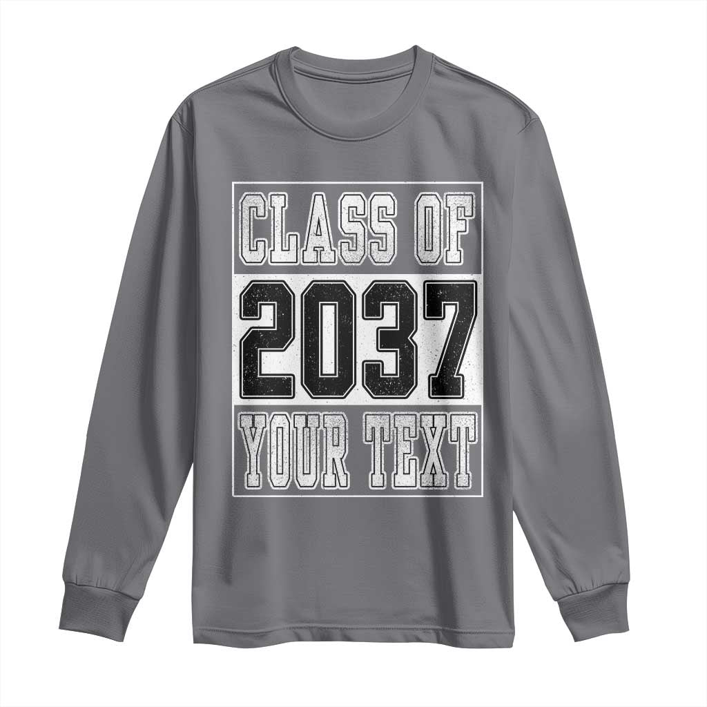 Personalized Class of 2037 Long Sleeve Shirt Custom Name Grow With Me To Graduation TS10 Charcoal Print Your Wear