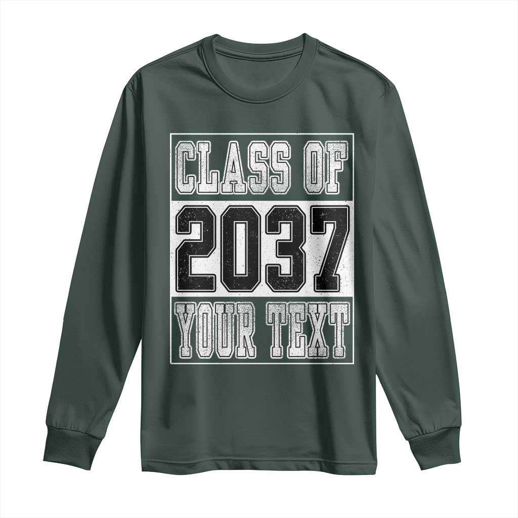 Personalized Class of 2037 Long Sleeve Shirt Custom Name Grow With Me To Graduation TS10 Dark Forest Green Print Your Wear