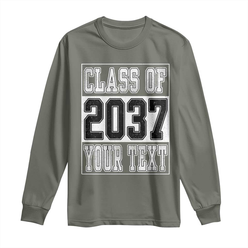 Personalized Class of 2037 Long Sleeve Shirt Custom Name Grow With Me To Graduation TS10 Military Green Print Your Wear