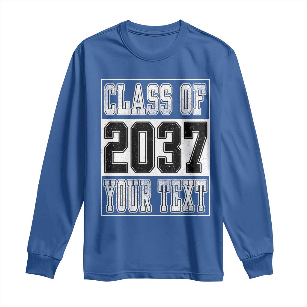 Personalized Class of 2037 Long Sleeve Shirt Custom Name Grow With Me To Graduation TS10 Royal Blue Print Your Wear
