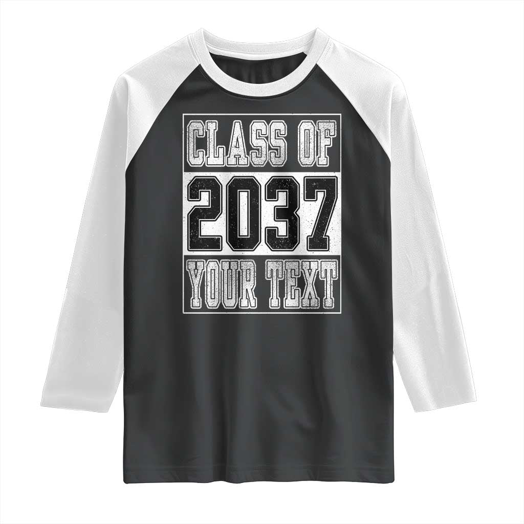 Personalized Class of 2037 Raglan Shirt Custom Name Grow With Me To Graduation TS10 Black White Print Your Wear