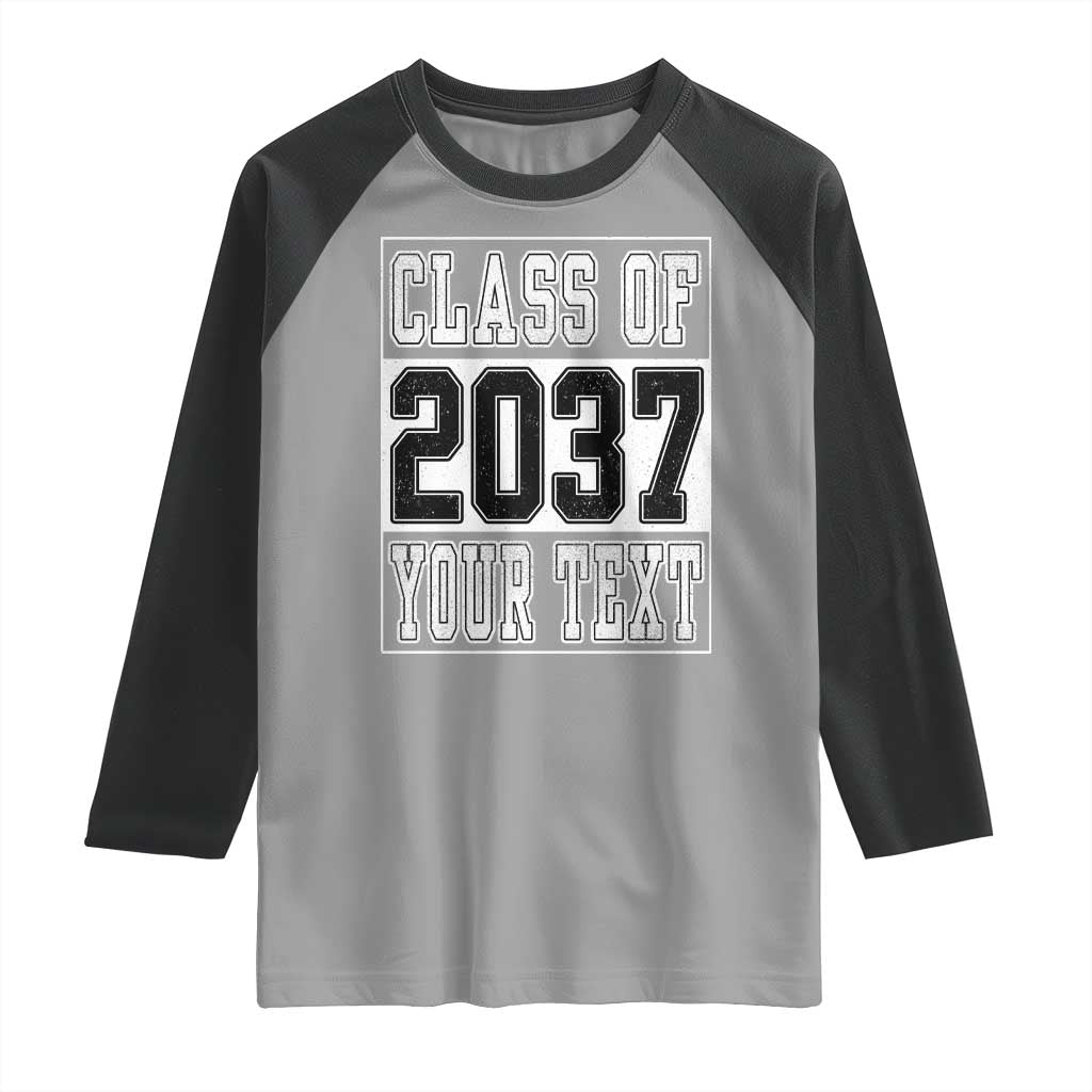Personalized Class of 2037 Raglan Shirt Custom Name Grow With Me To Graduation TS10 Sport Gray Black Print Your Wear
