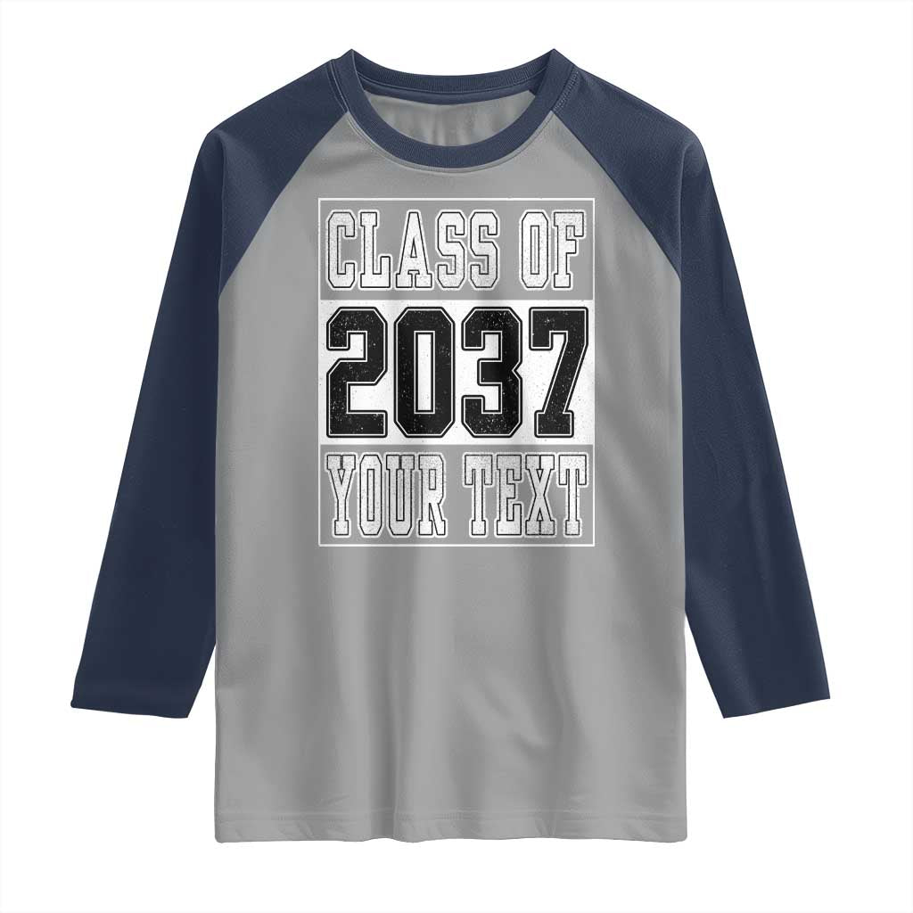 Personalized Class of 2037 Raglan Shirt Custom Name Grow With Me To Graduation TS10 Sport Gray Navy Print Your Wear