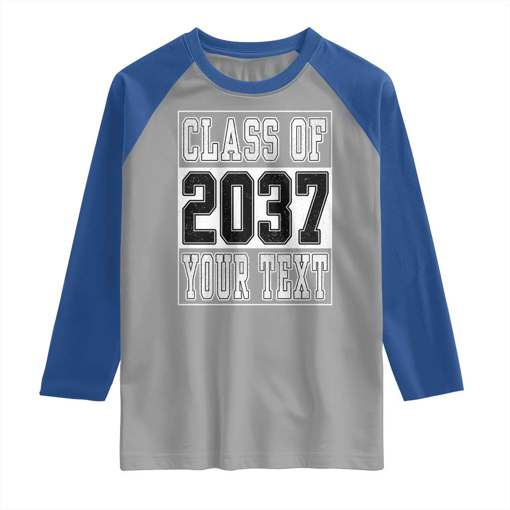 Personalized Class of 2037 Raglan Shirt Custom Name Grow With Me To Graduation TS10 Sport Gray Royal Print Your Wear