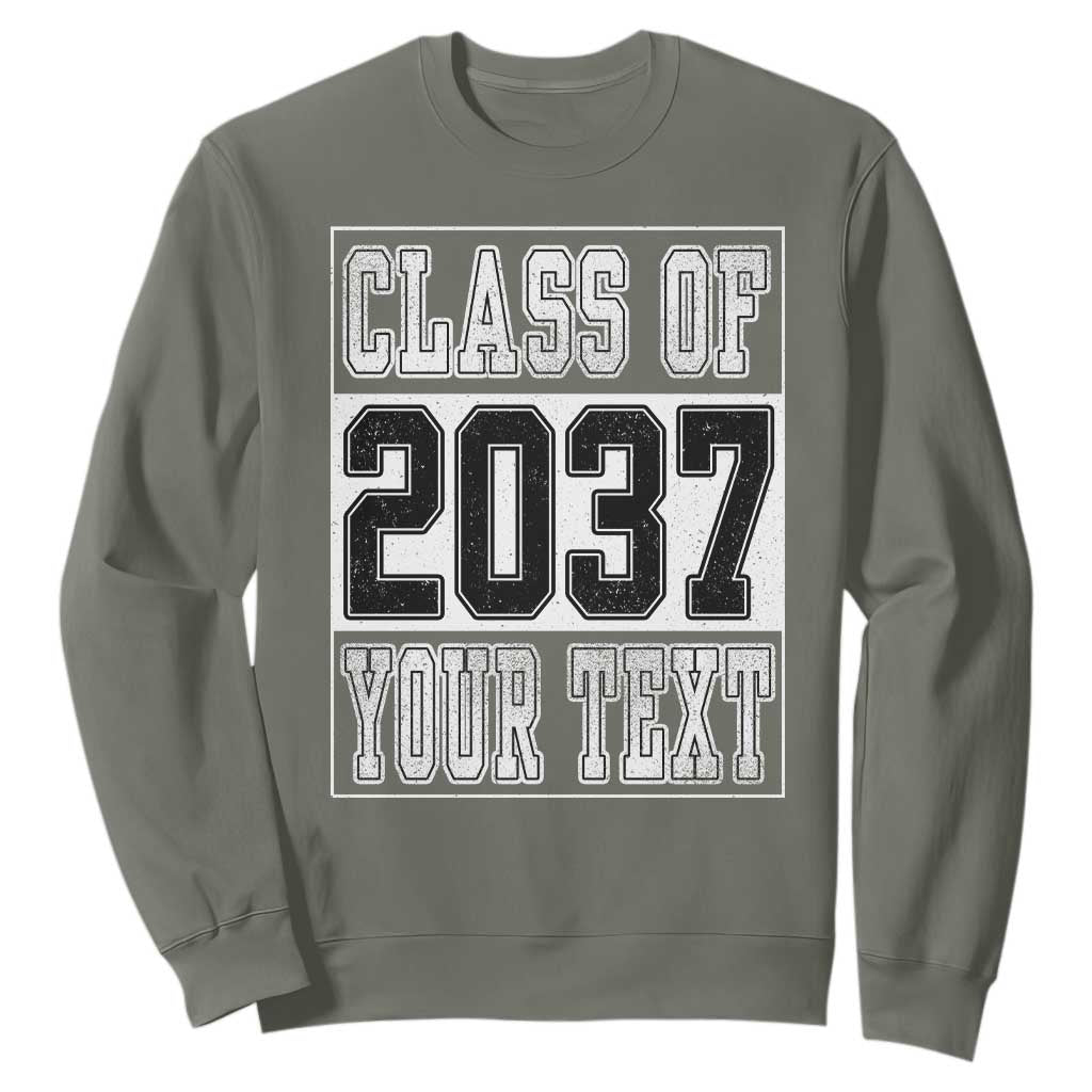 Personalized Class of 2037 Sweatshirt Custom Name Grow With Me To Graduation TS10 Military Green Print Your Wear