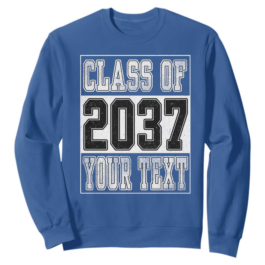 Personalized Class of 2037 Sweatshirt Custom Name Grow With Me To Graduation TS10 Royal Blue Print Your Wear