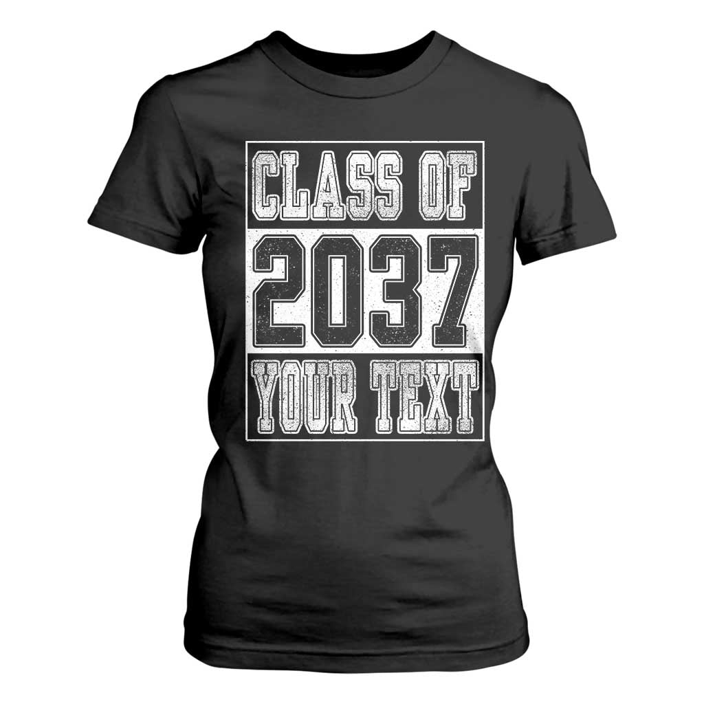 Personalized Class of 2037 T Shirt For Women Custom Name Grow With Me To Graduation TS10 Black Print Your Wear